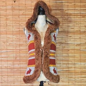 F21 Faux Fur Trimmed Bunny Sweater Vest